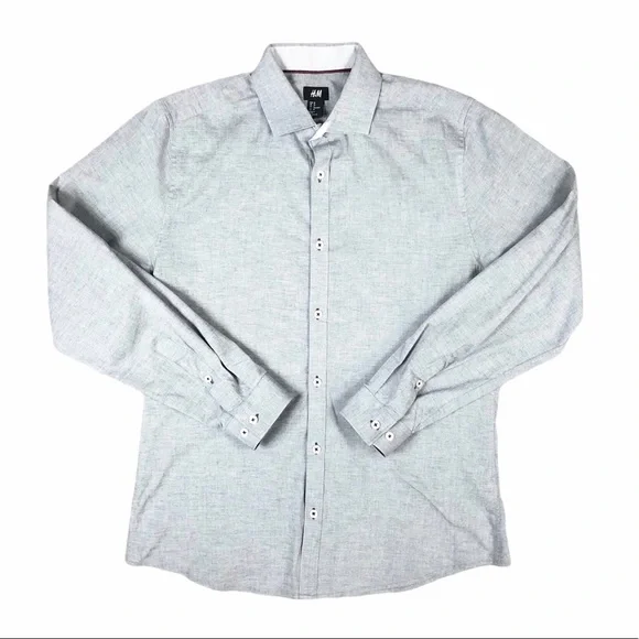 h&m dress shirts Men - Khaki Green Regular Fit Oxford Shirt - Size: XL
